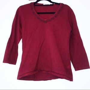 — Dress Barn — Petites 3/4 Sleeve Rayon Blend Top